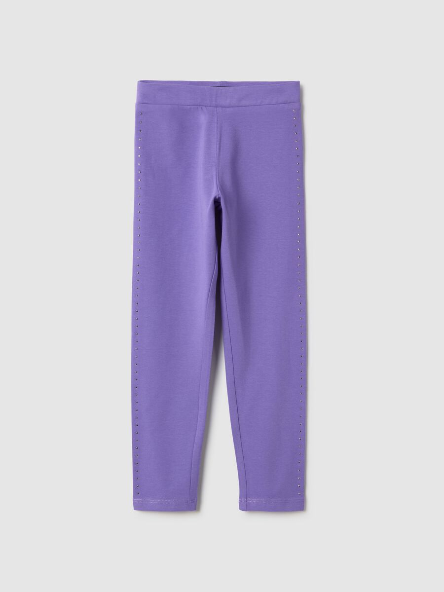 Girls' Violet Stretch Cotton Slim Fit Leggings_0