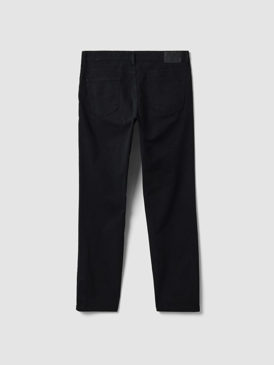 Black slim-fit stretch cotton twill trousers_6
