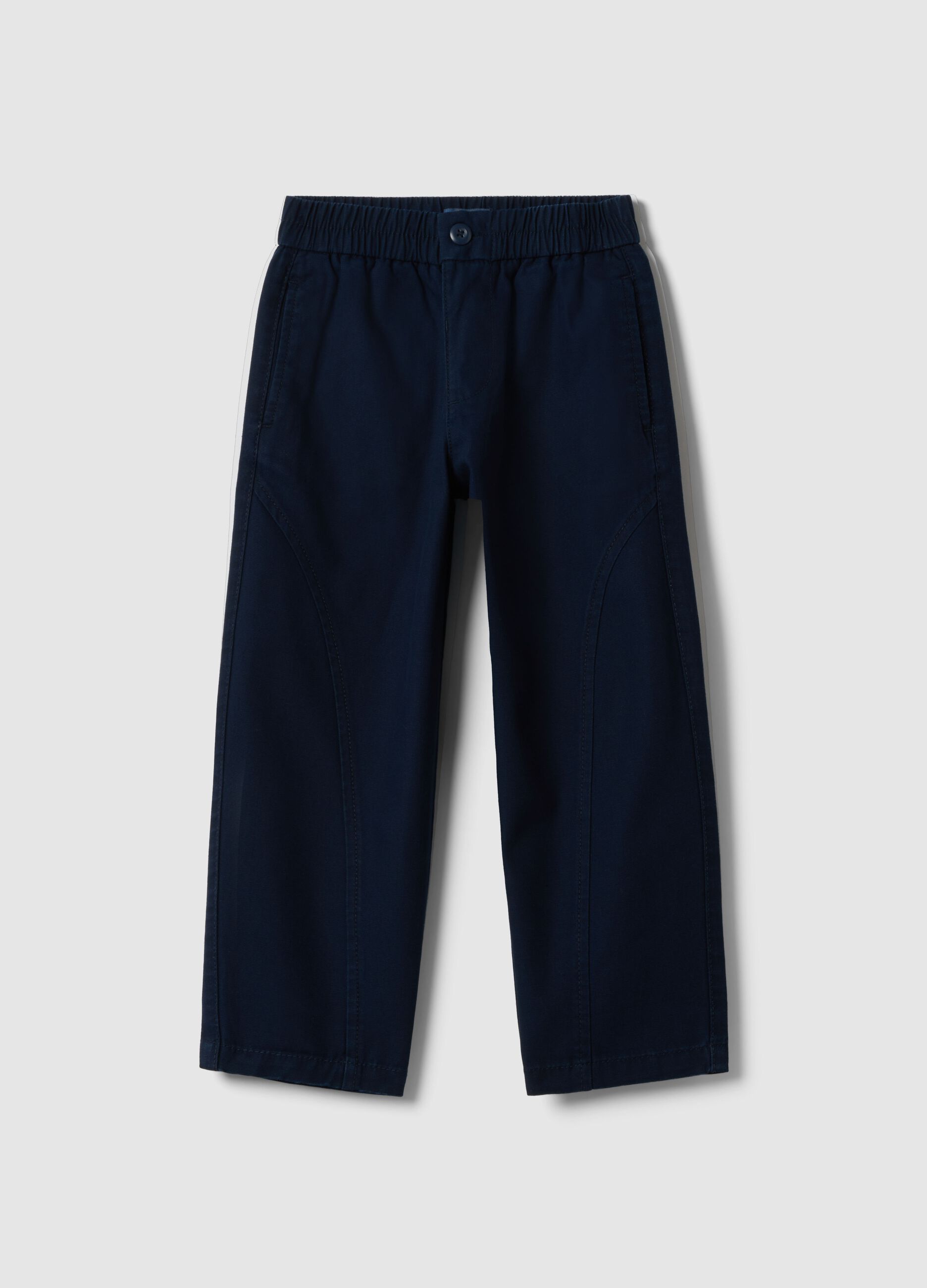 Children's blue cotton trousers with regular fit