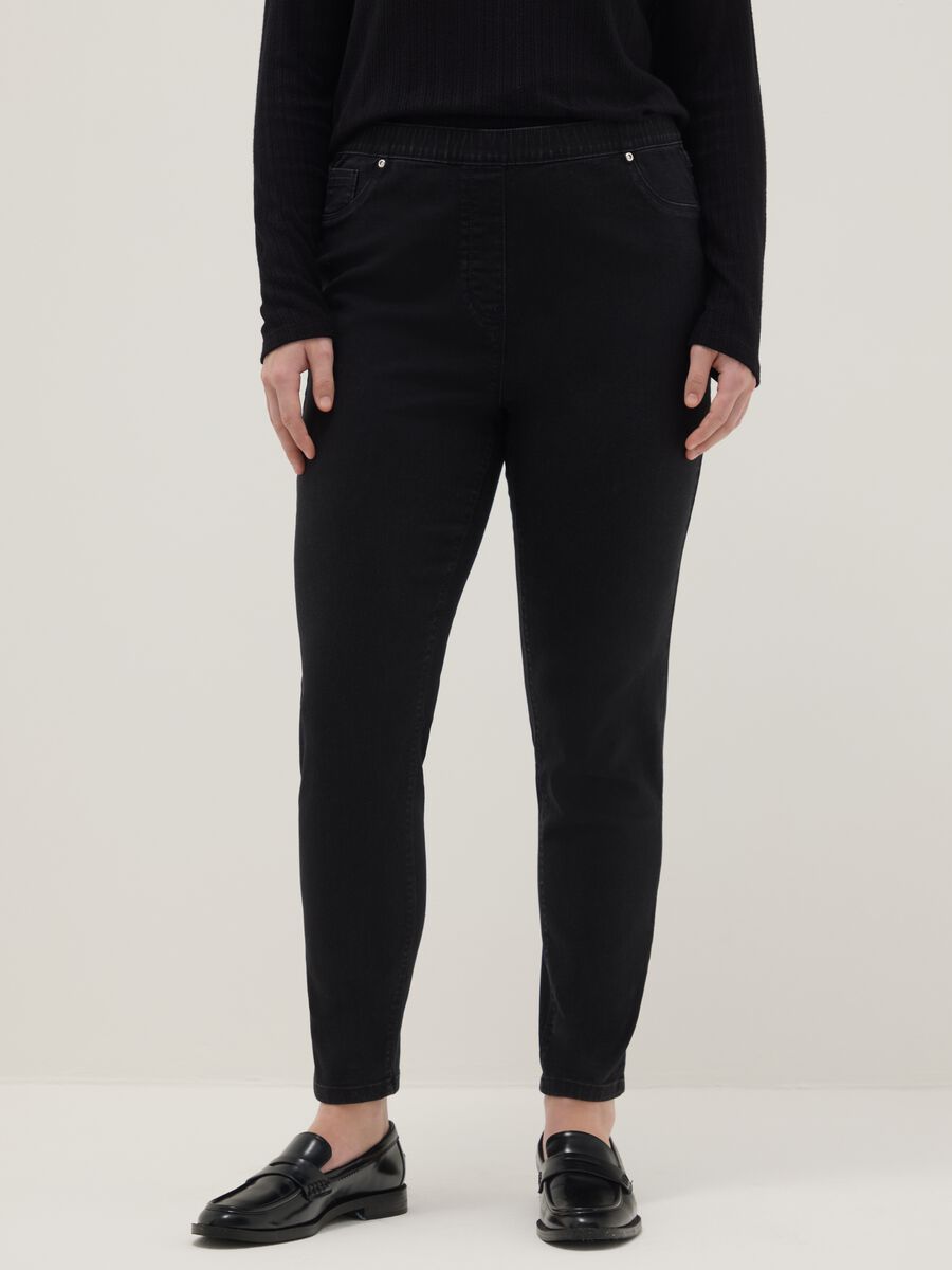 Black Stretch Cotton Skinny Fit Trousers_1