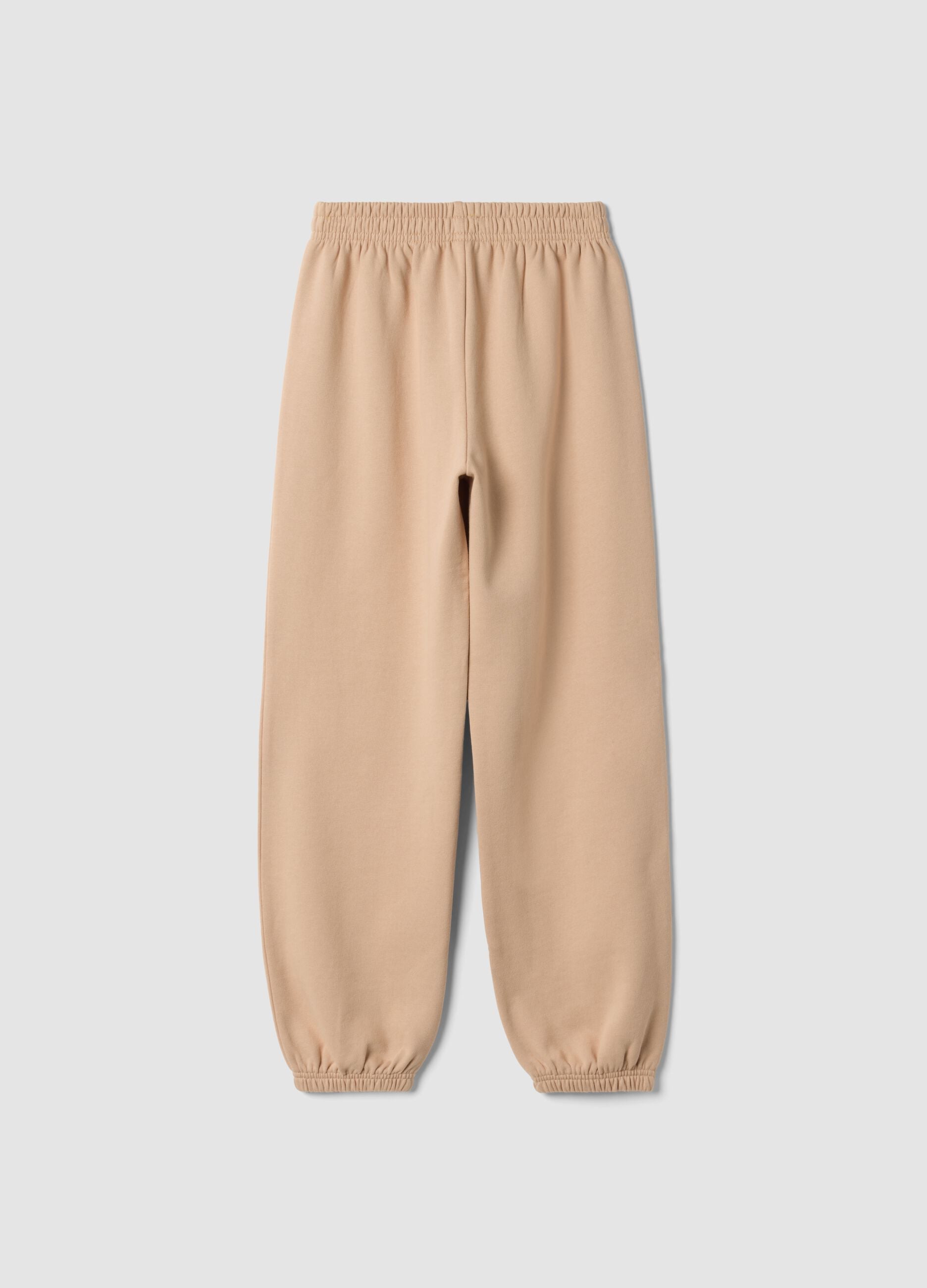 Sandfarbene Joggerhose aus reiner Baumwolle