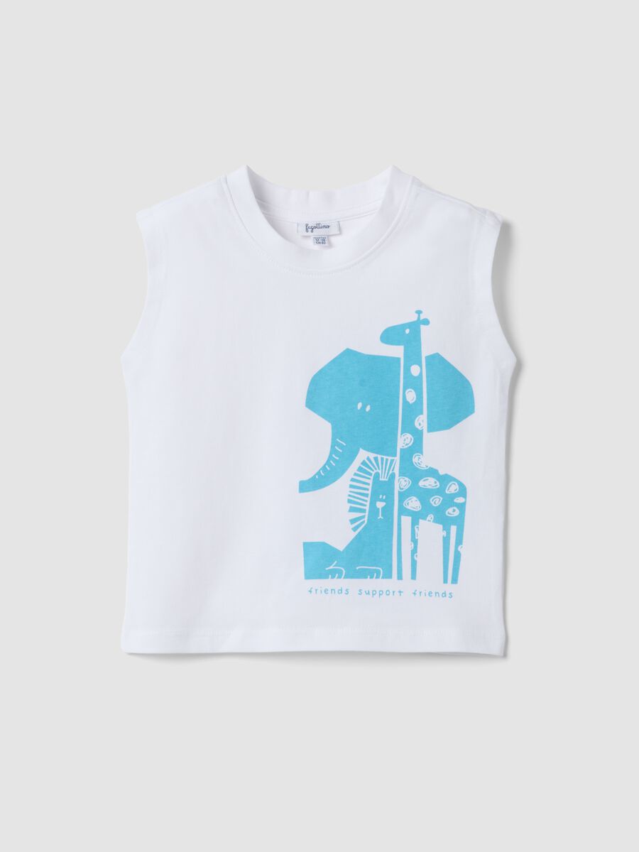 White organic cotton printed tank top_0