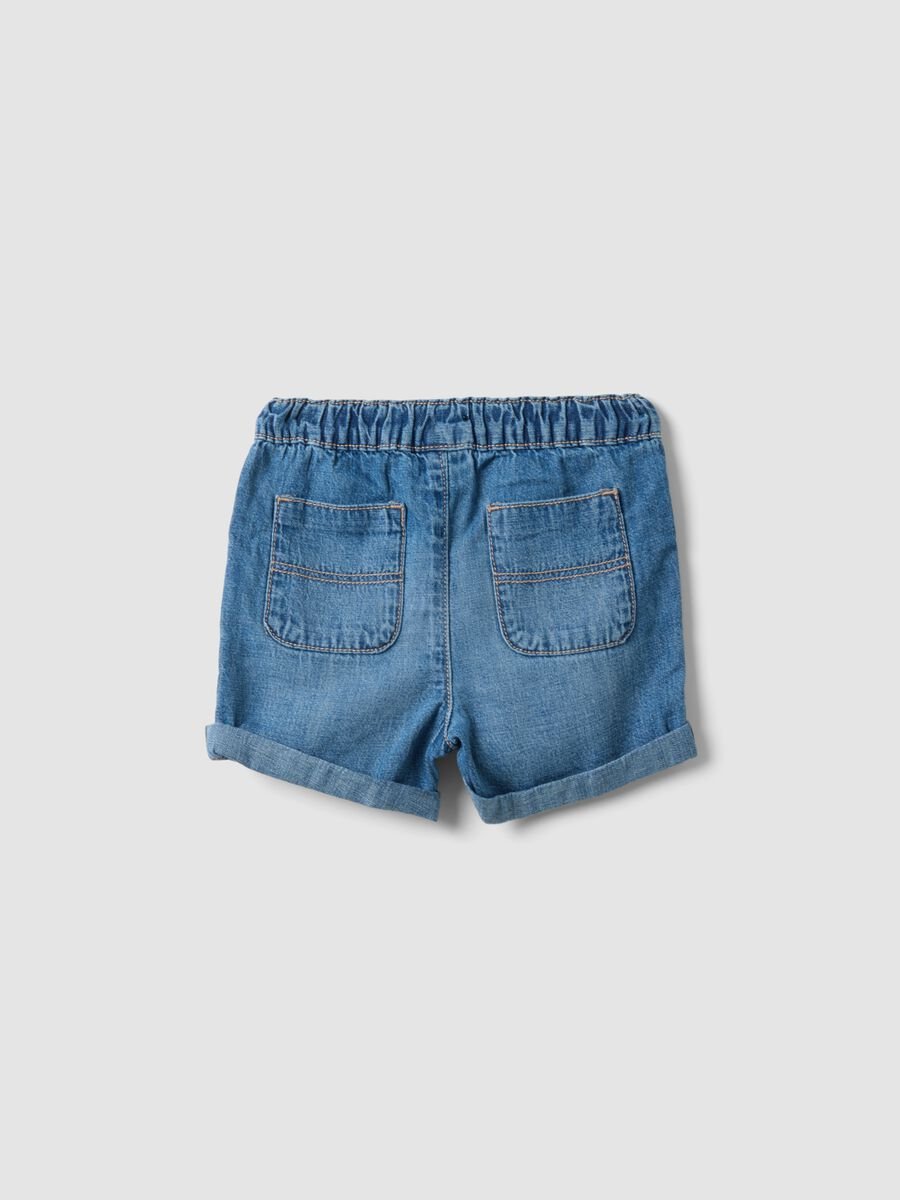 Children's regular fit blue denim cotton blend shorts_1