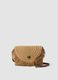Beige crossbody bag in paper-blend fabric with fringe_0