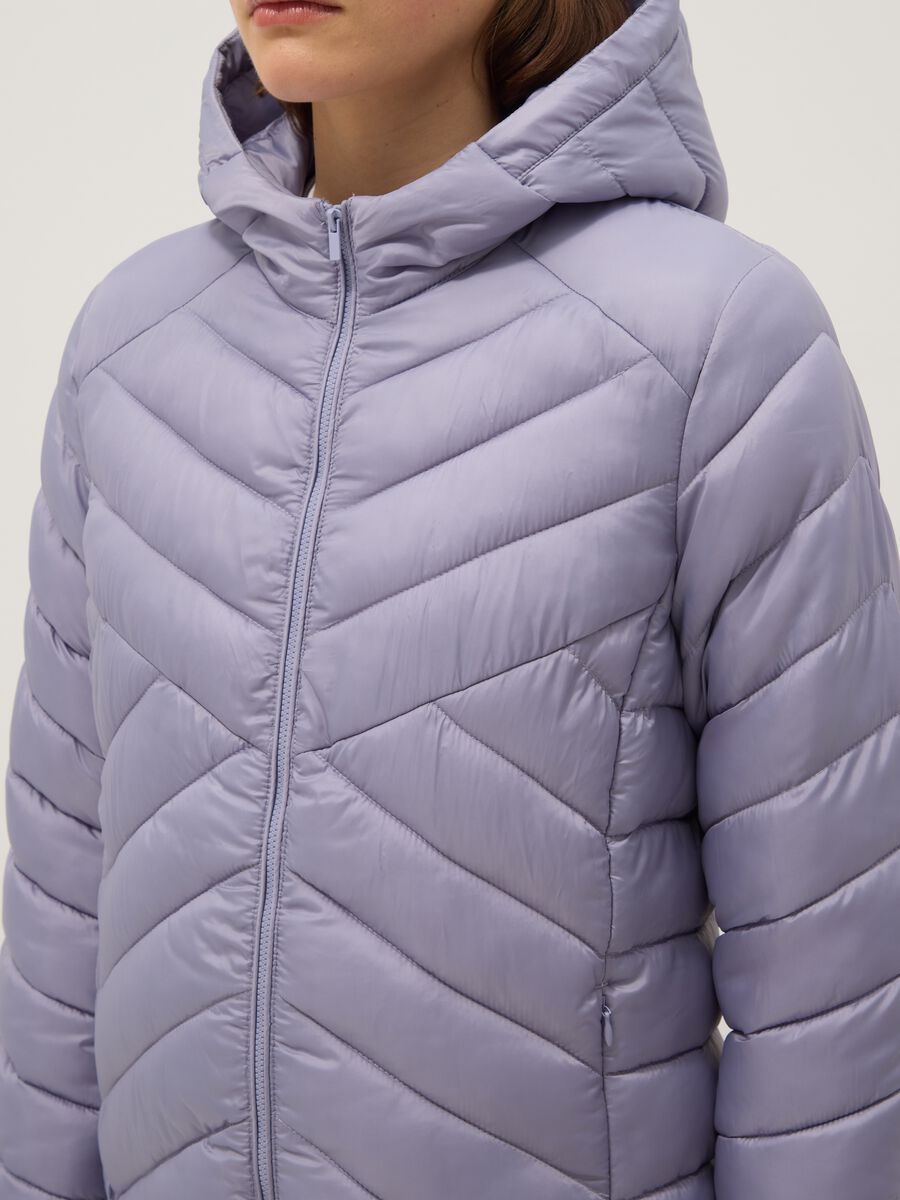 Purple padded jacket regular fit with hood_3