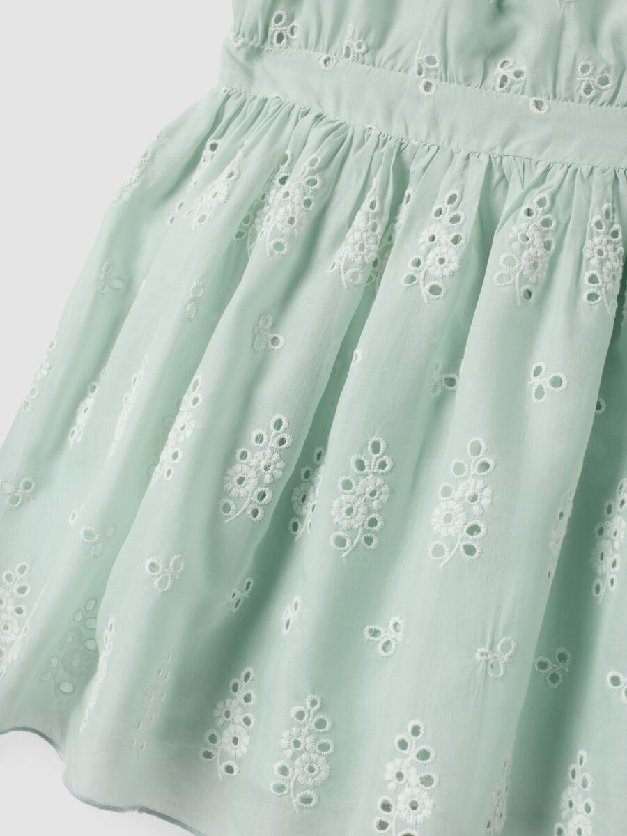Abito verde traforato in misto viscosa e cotone per bambina regular fit_3