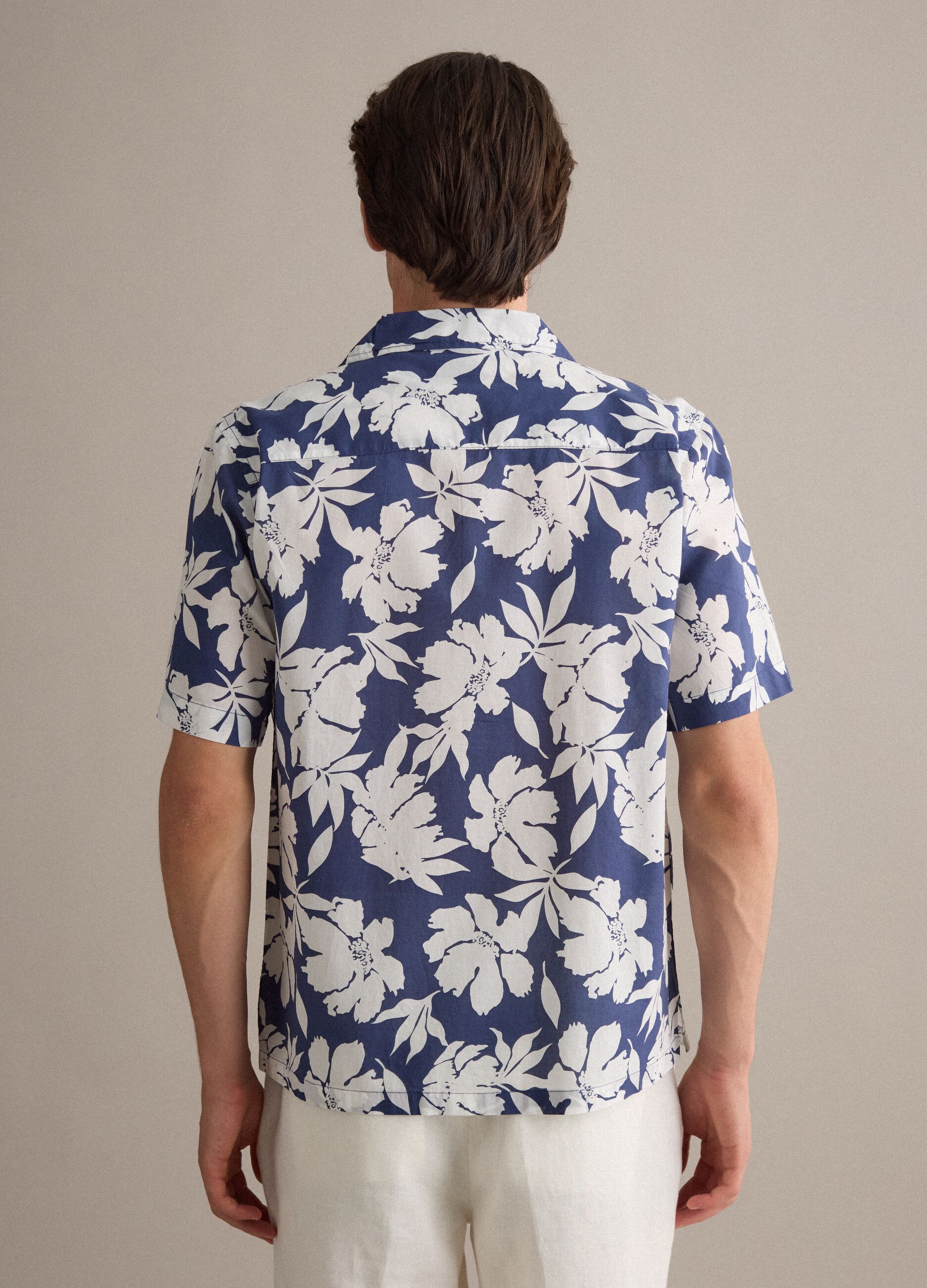 Blue organic cotton floral shirt