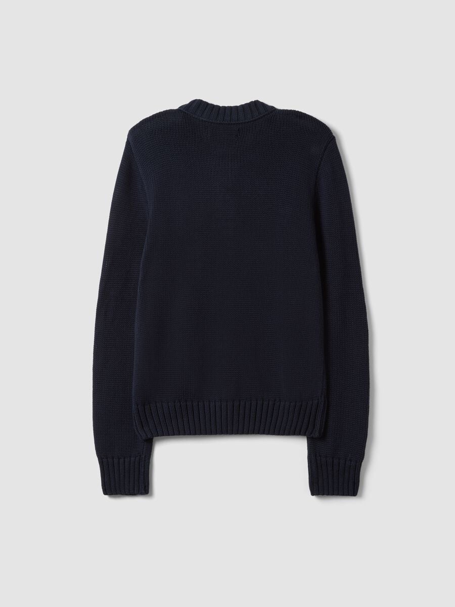 Navy pure cotton crew-neck cardigan with buttons, regular fit_6