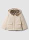 Pink padded hooded jacket with animal-print lining_0