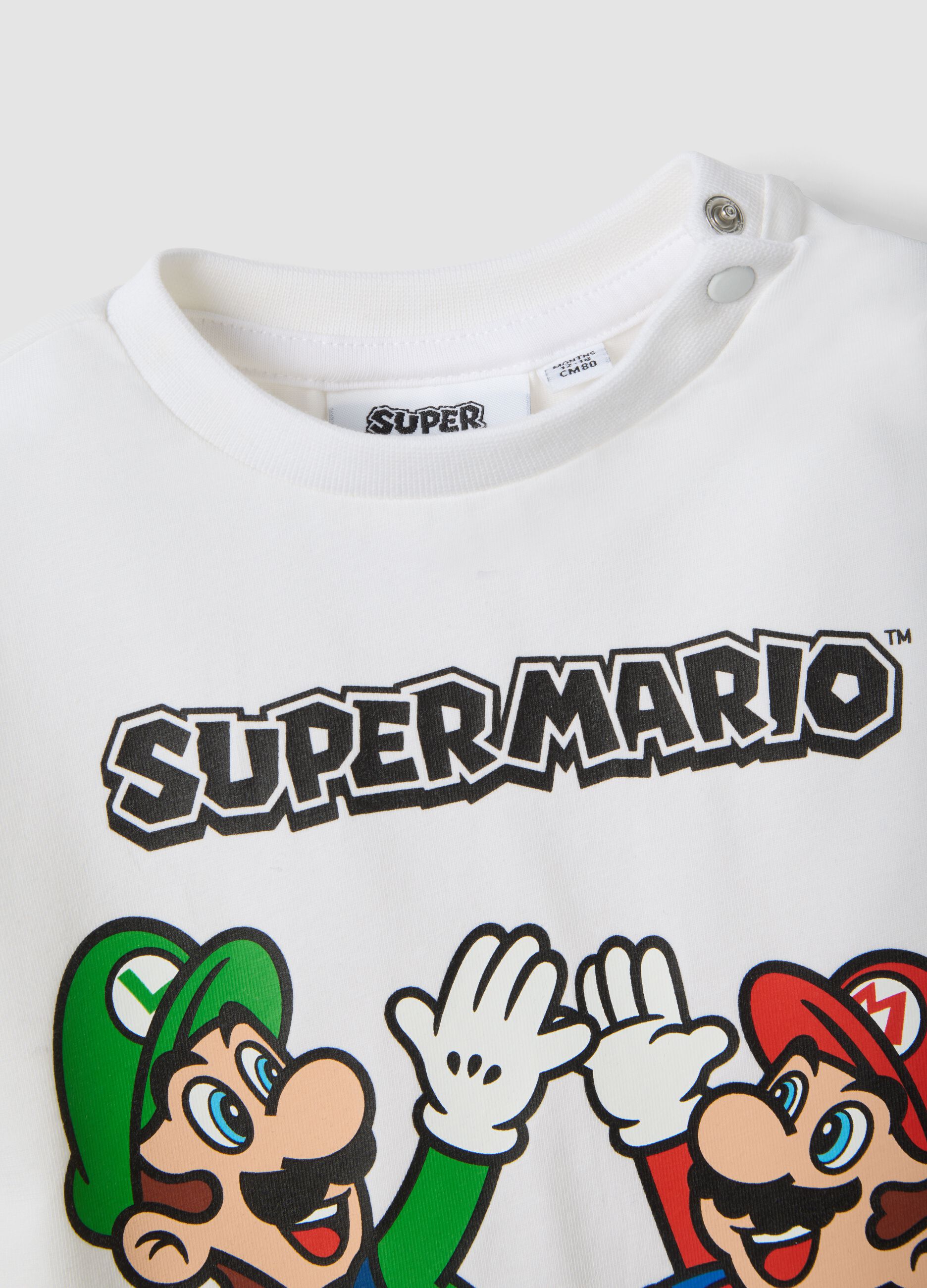 White stretch cotton short-sleeved T-shirt