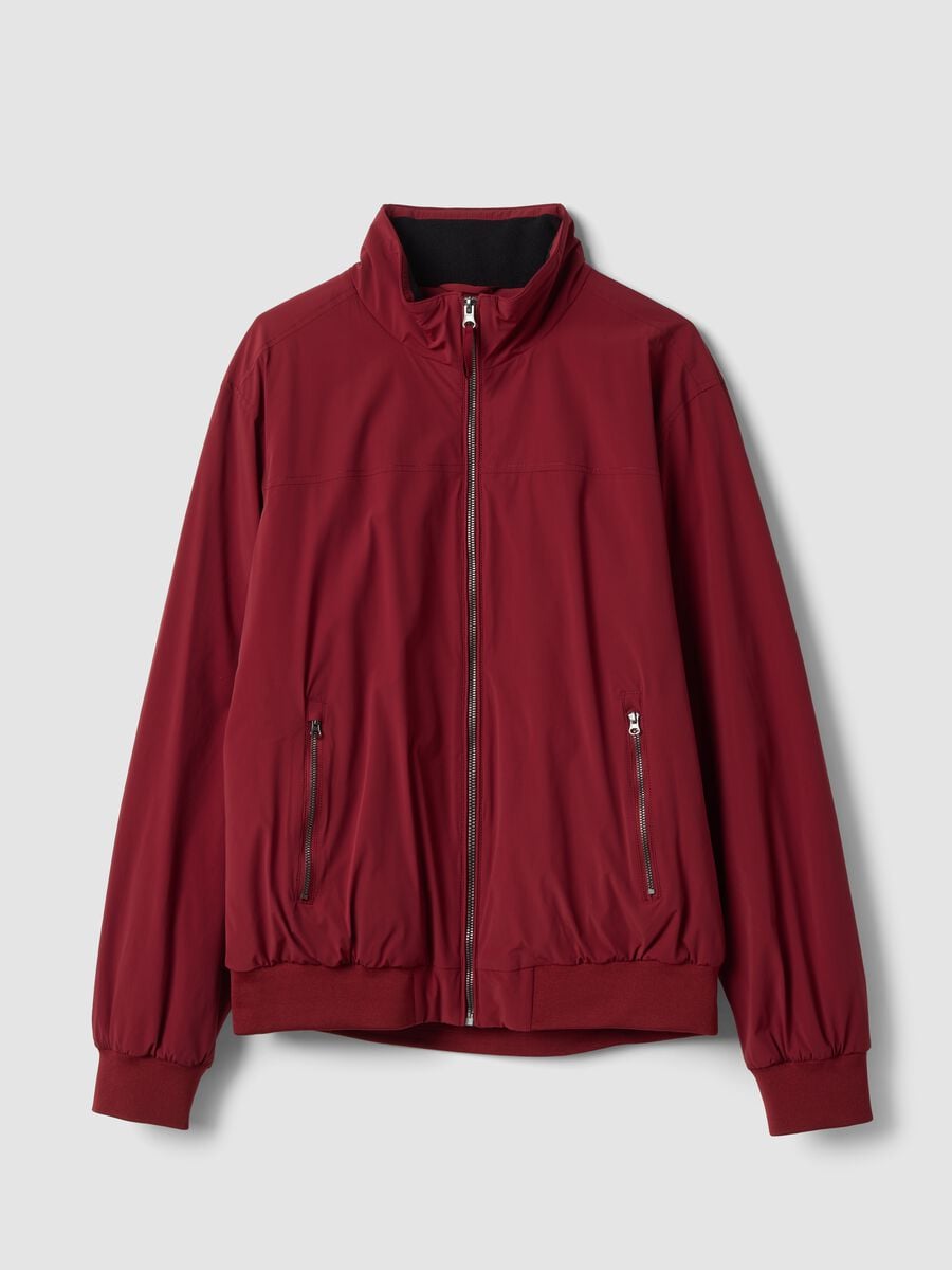 Red stretch-fabric jacket with zip_0