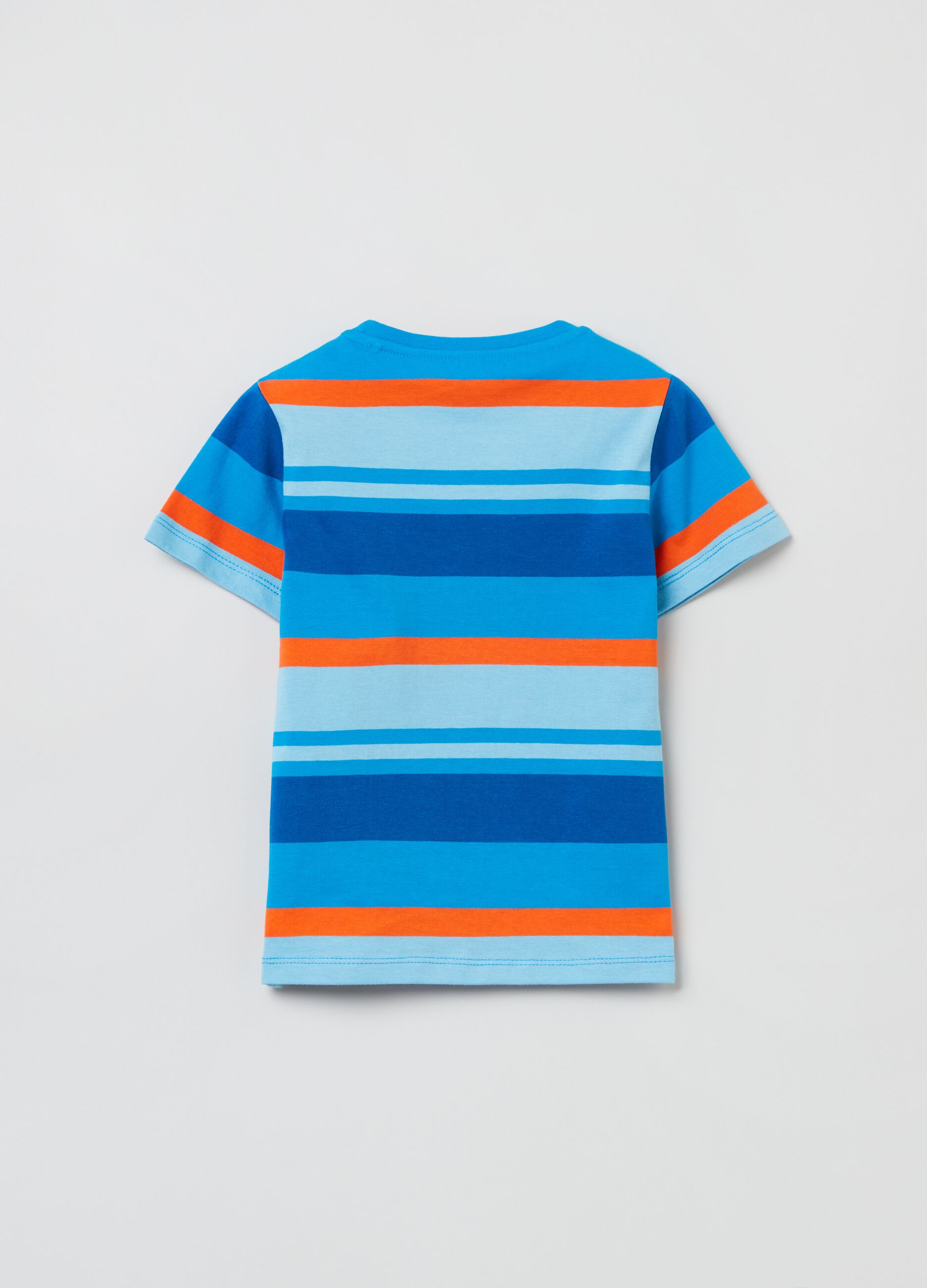 Camiseta de algodón de rayas multicolor