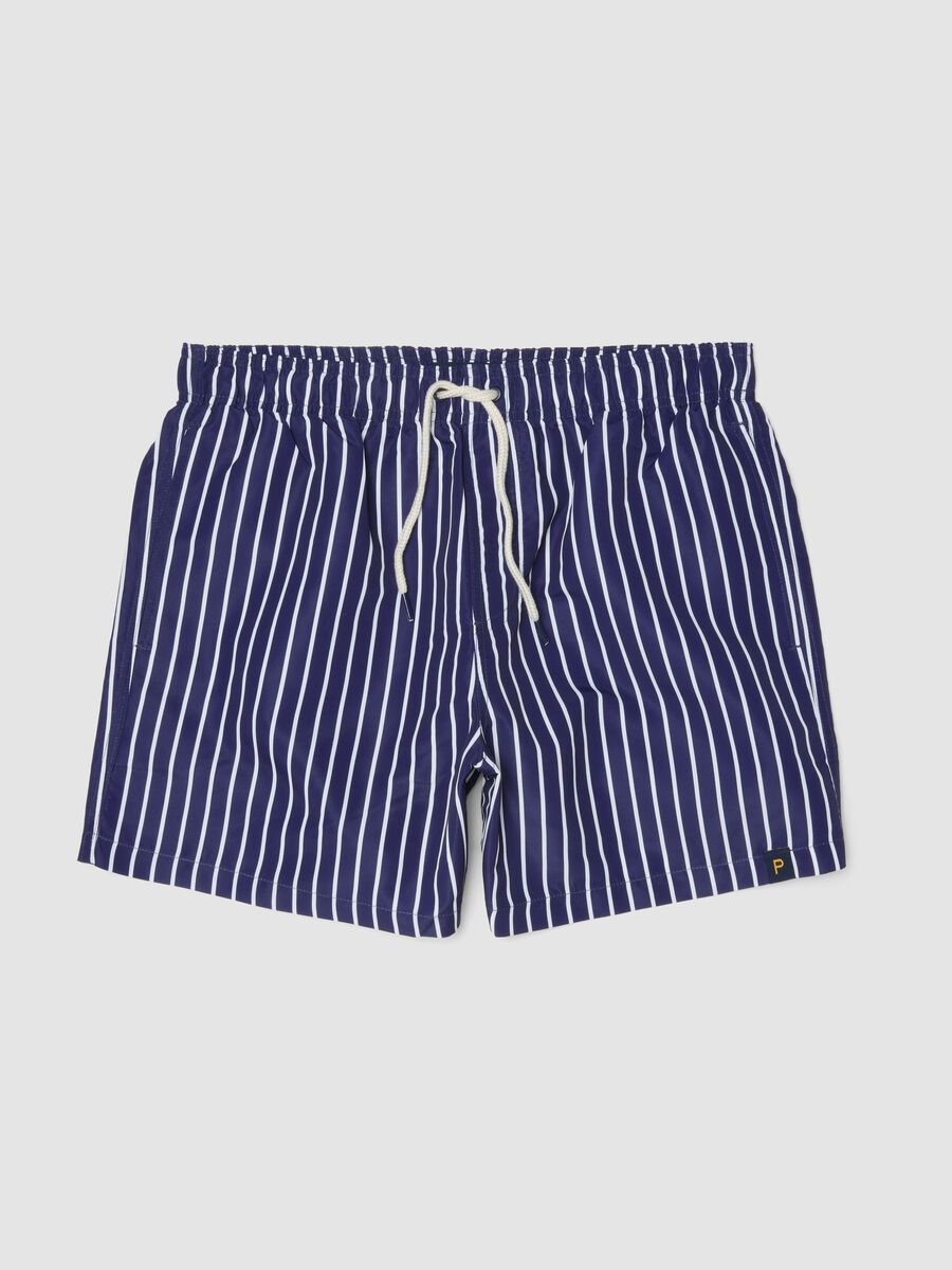Blue striped swim shorts_4