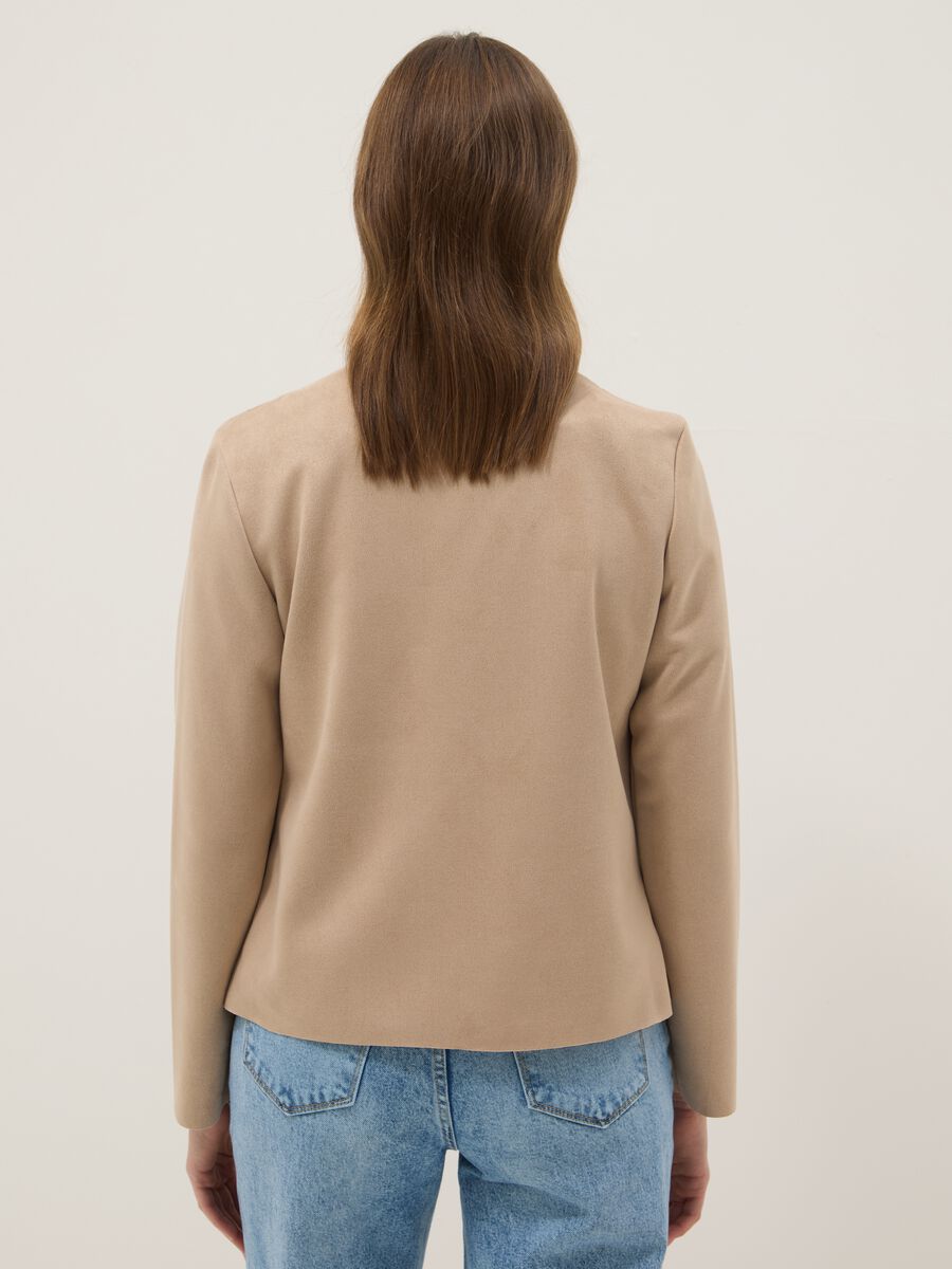 Beige regular fit jacket with front pockets_2