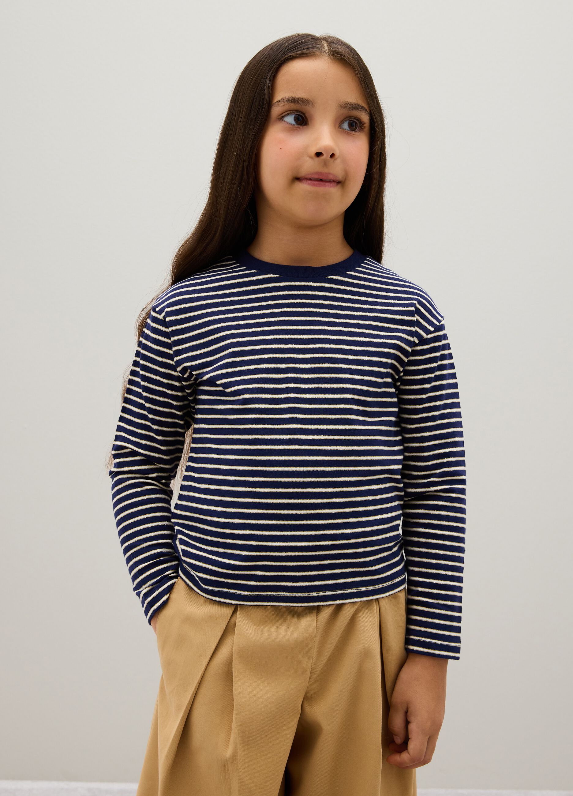 Girls' multicolour cotton blend regular fit sweater