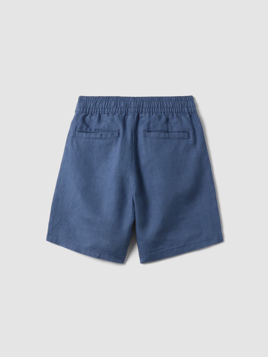 Boys&rsquo; blue pure linen cargo shorts &ndash; baggy fit_4