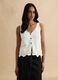 White cotton blend regular fit tank top with buttons_2
