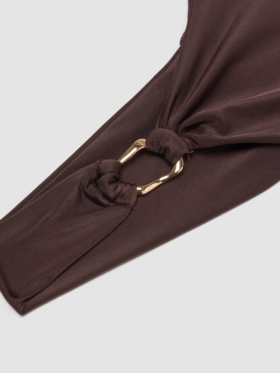 Braunes Bikinih&ouml;schen aus Stretchmaterial mit Ringdetail_1