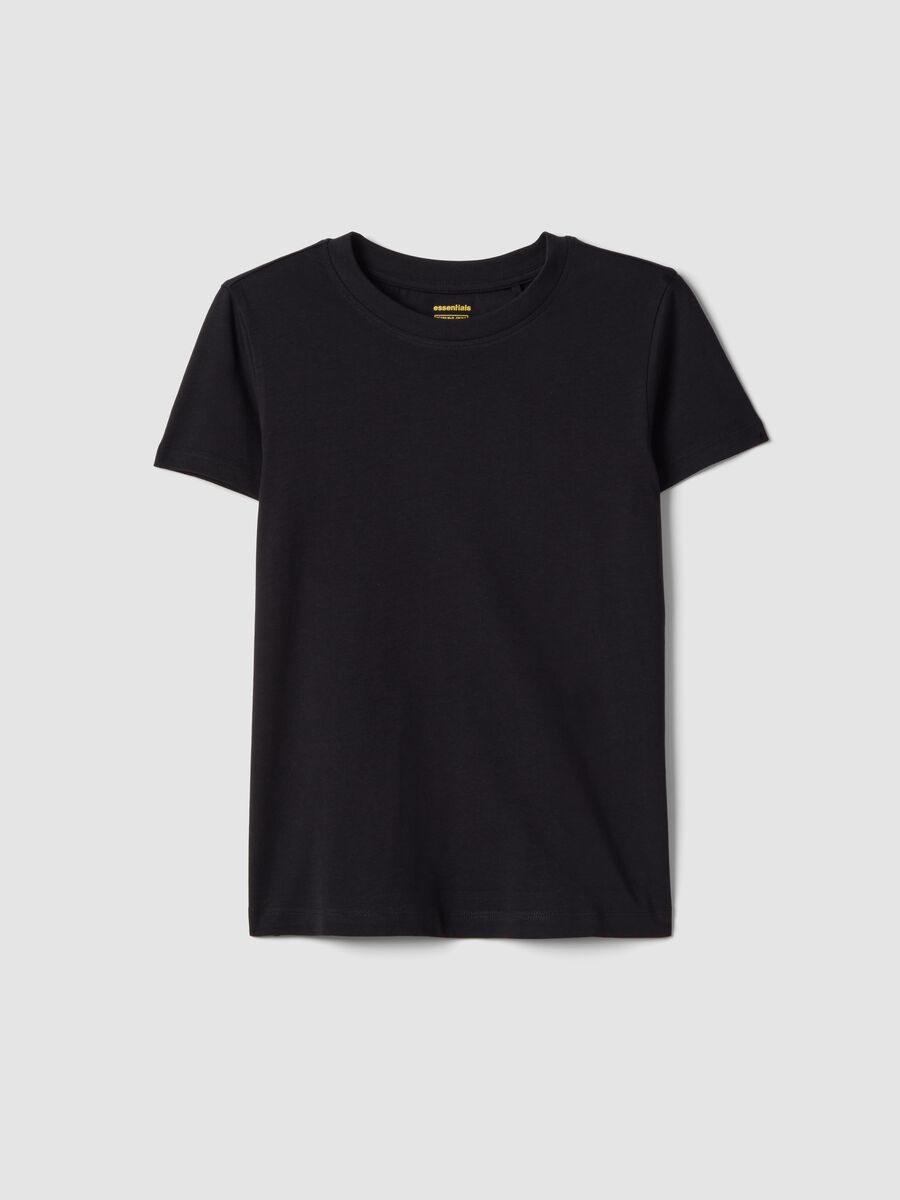 Girls&rsquo; black pure cotton regular-fit T-shirt_0