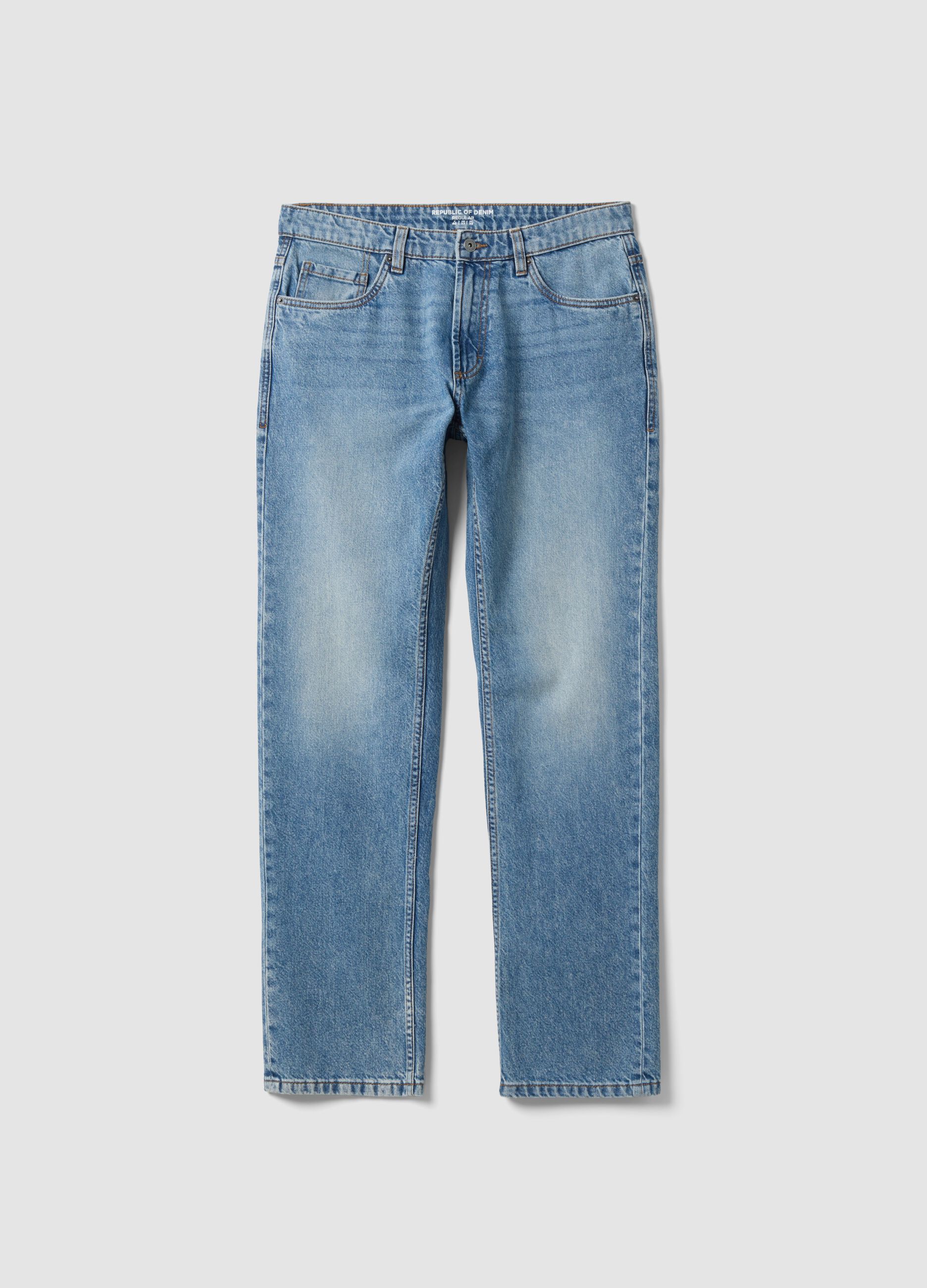 Regular-fit pure cotton denim jeans