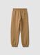 Pantaloni jogger marroni in puro cotone regular fit_1