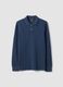 Blue long-sleeve organic cotton piqu&eacute; polo shirt, regular fit_0