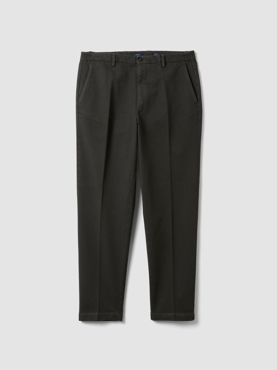 Pantaloni chino marroni in cotone e modal elasticizzato_0