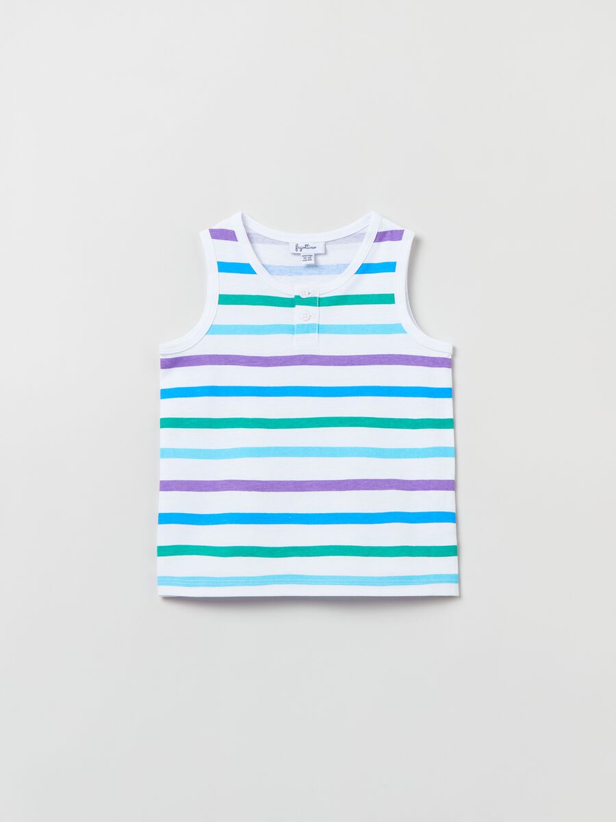 Camiseta de tirantes de algodón ligero de rayas_0