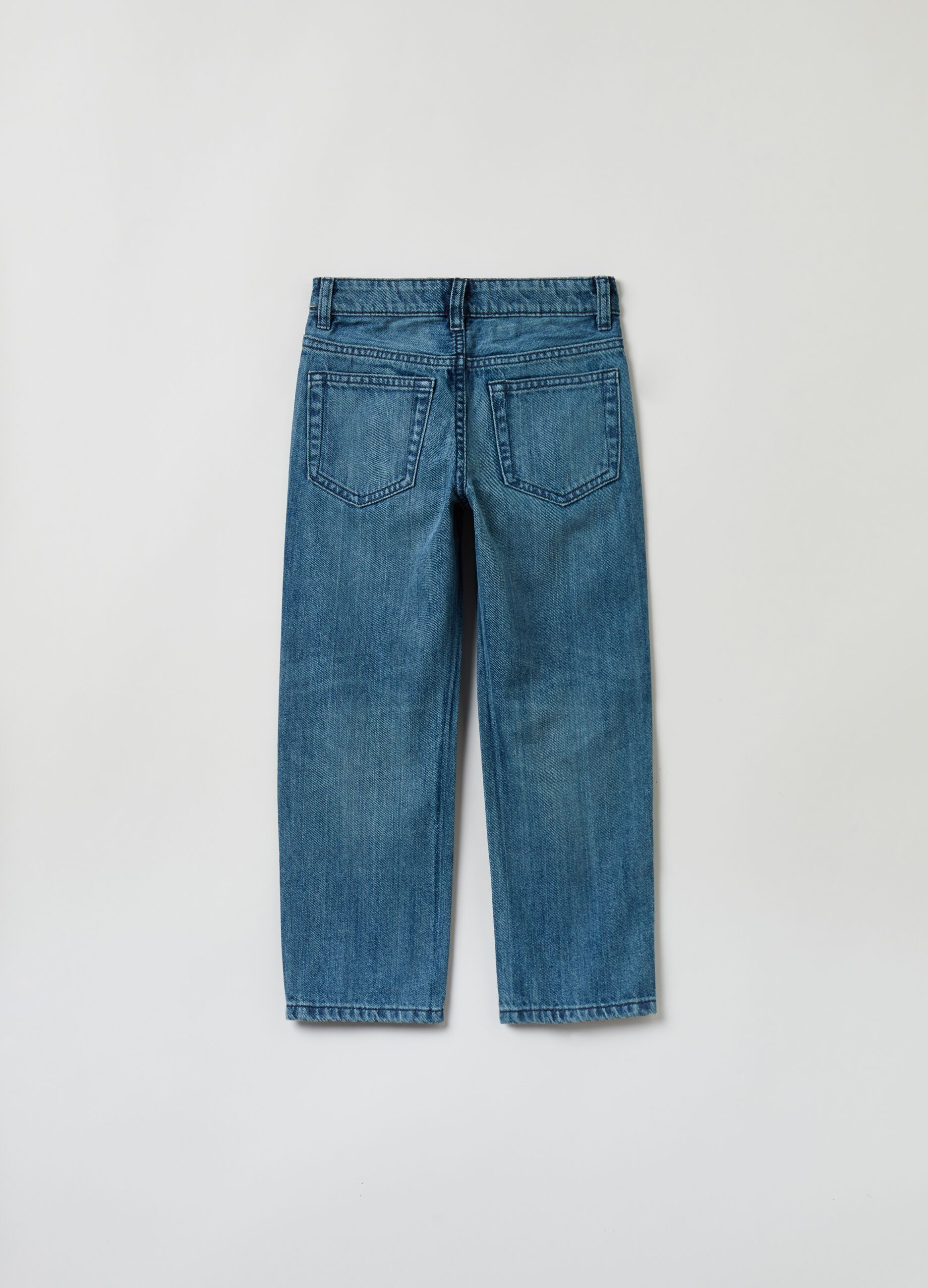 Five-pocket jeans with patch and print_1
