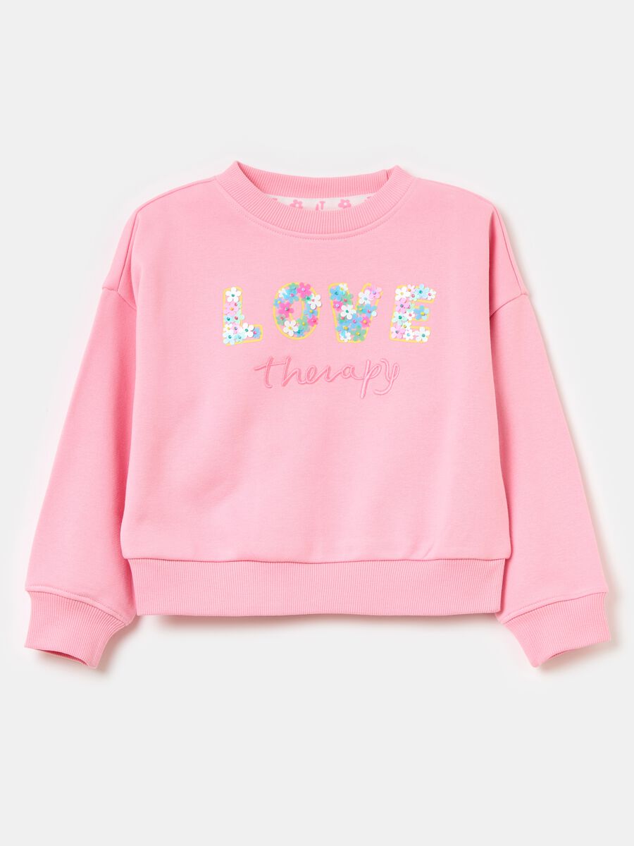 Sweatshirt in French terry with small flowers application_0