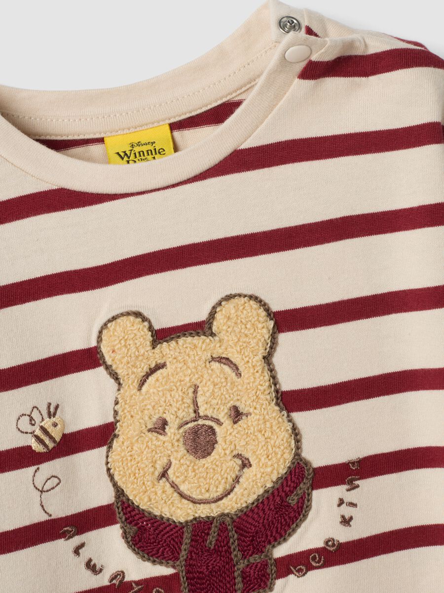 Camiseta beige de rayas en puro algod&oacute;n org&aacute;nico con estampado de Winnie the Pooh_2