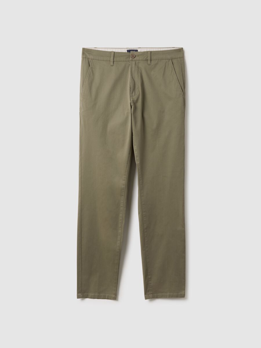 Beige chino trousers in stretch cotton slim fit_4