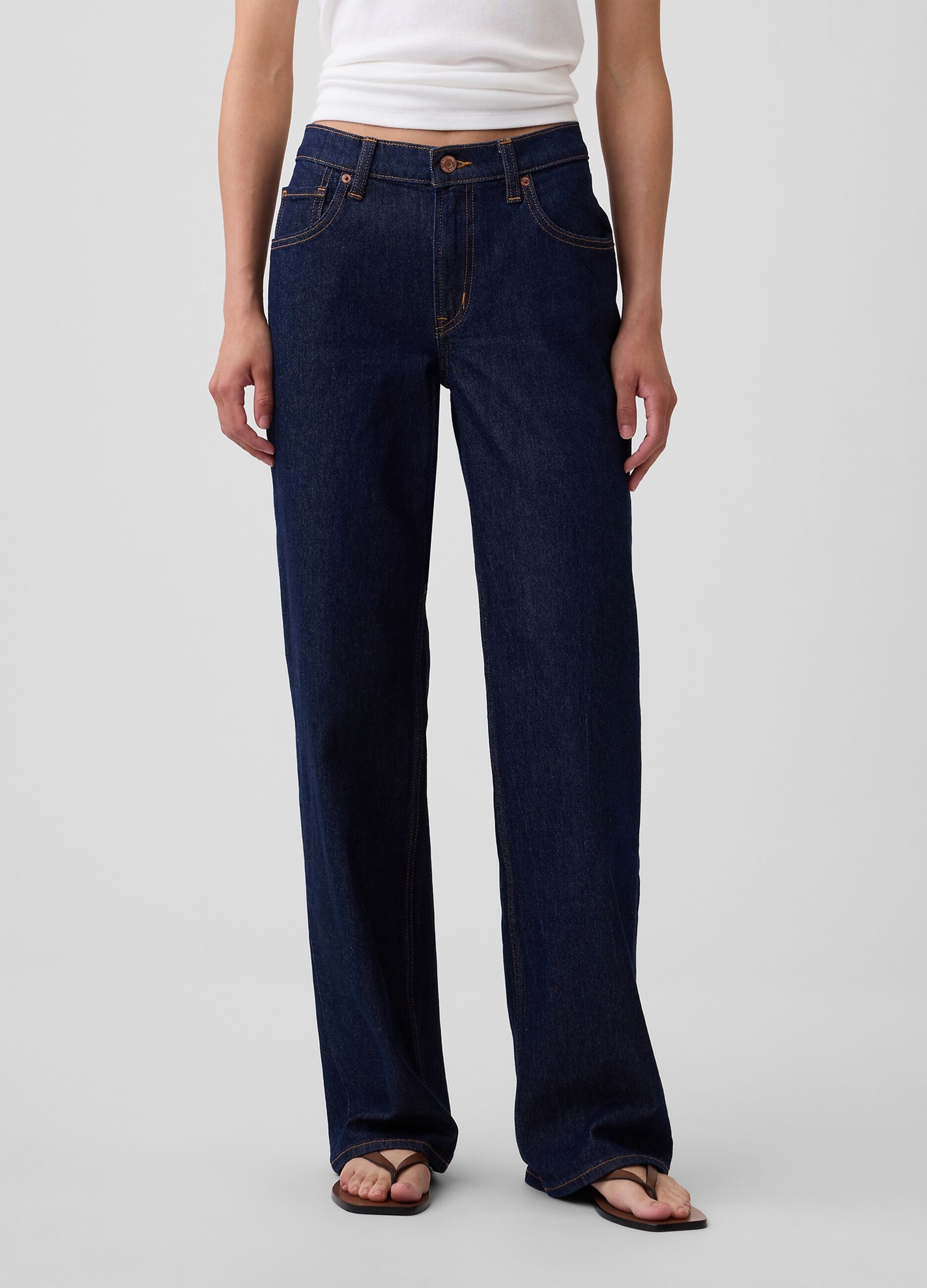 Vaqueros de denim de algod&oacute;n el&aacute;stico de cinco bolsillos