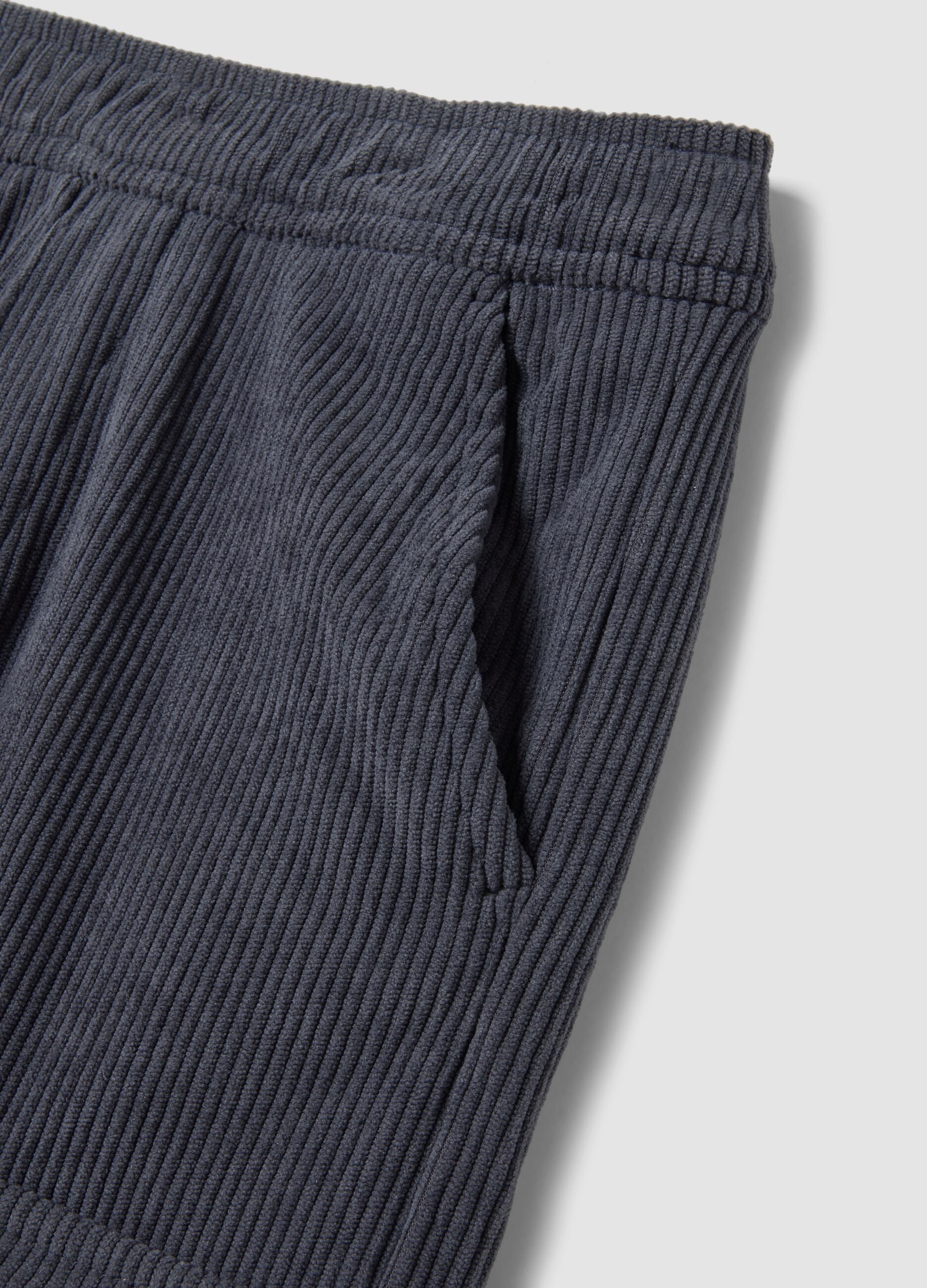 Grey ribbed cargo trousers, comfort fit