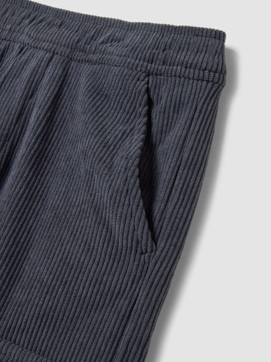 Grey ribbed cargo trousers, comfort fit_2