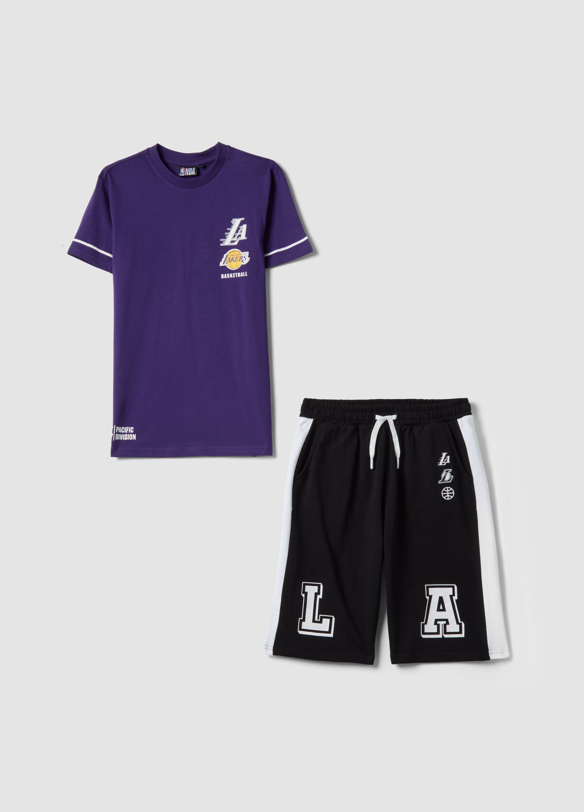 Jungen-Multicolor-Set aus reiner Baumwolle mit Lakers-Drucken, normale Passform