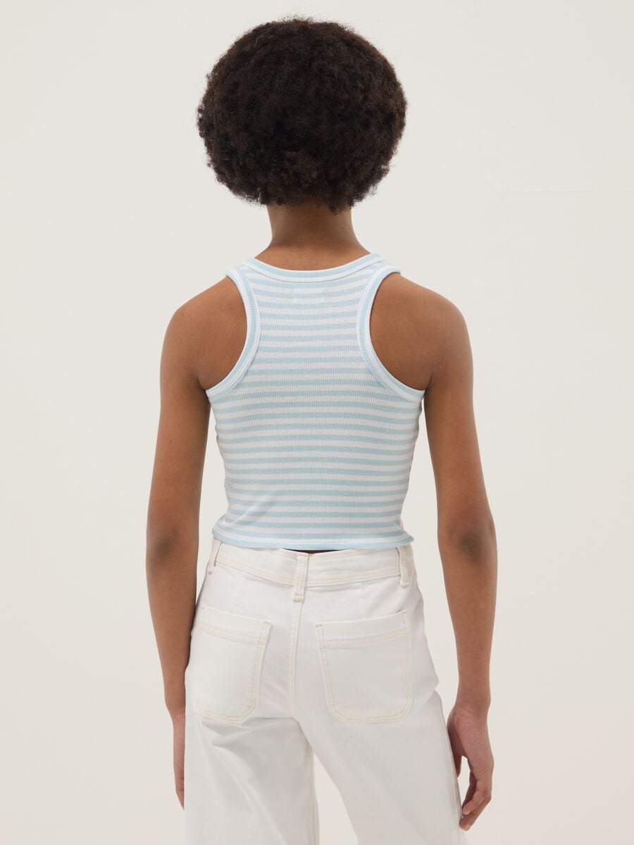 Girls&rsquo; multicolour striped fitted stretch-cotton vest top_1