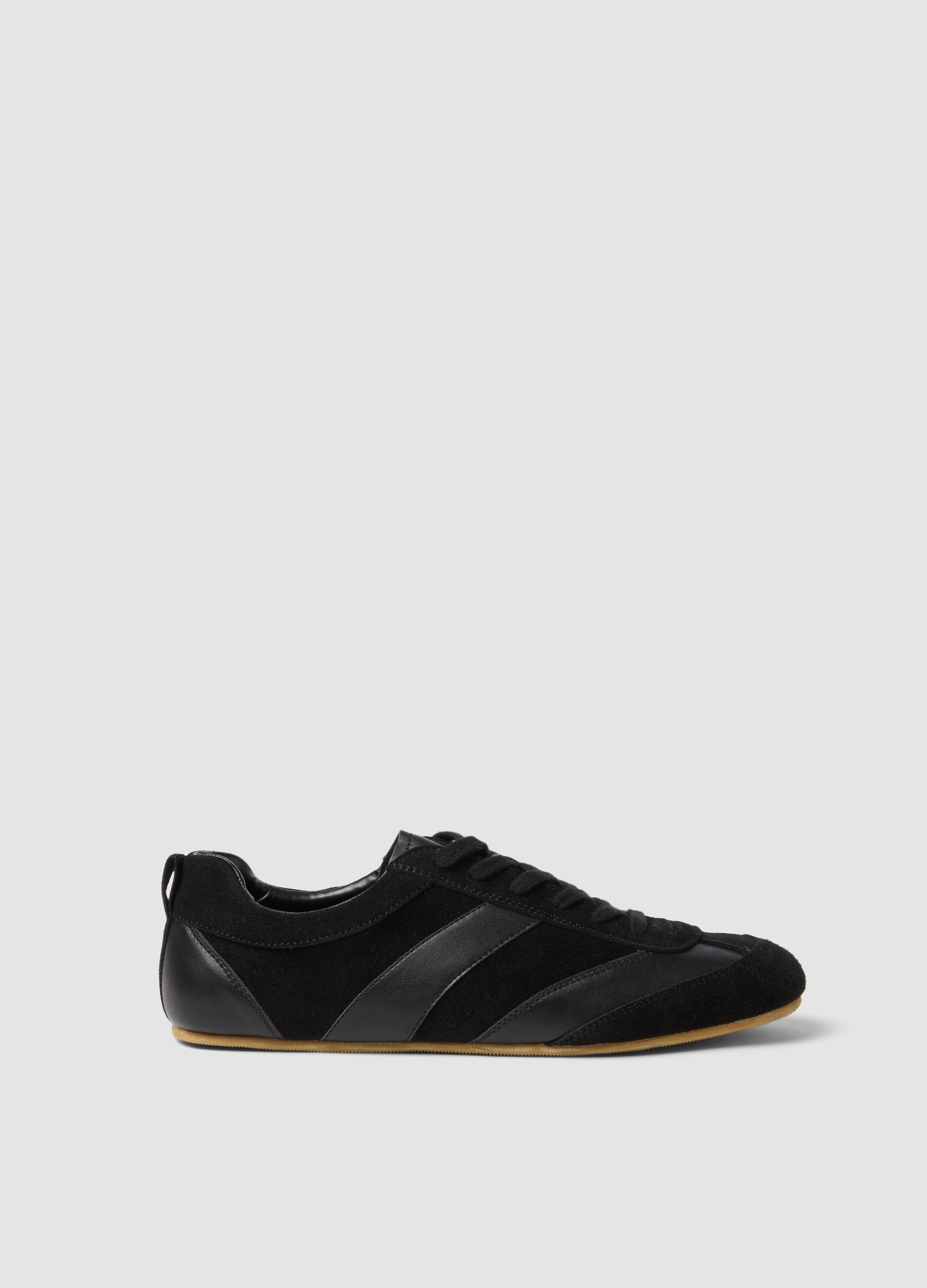Black real leather sneakers