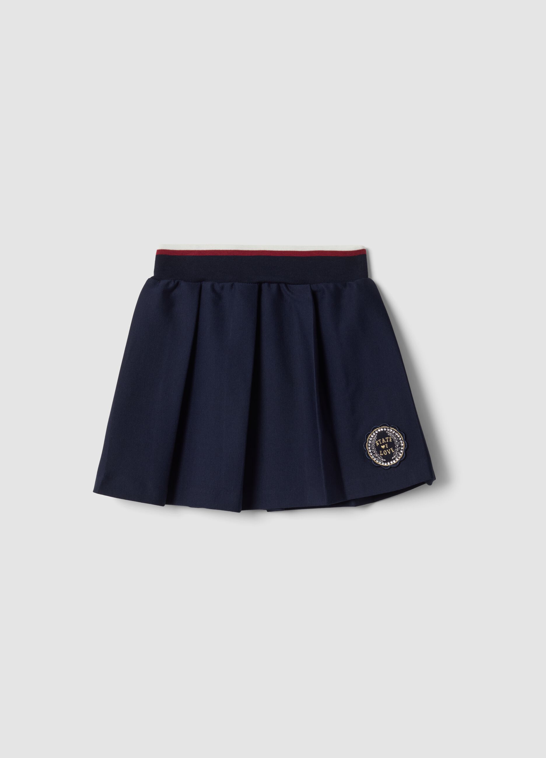 Blue stretch viscose skirt with elasticated waist for girls