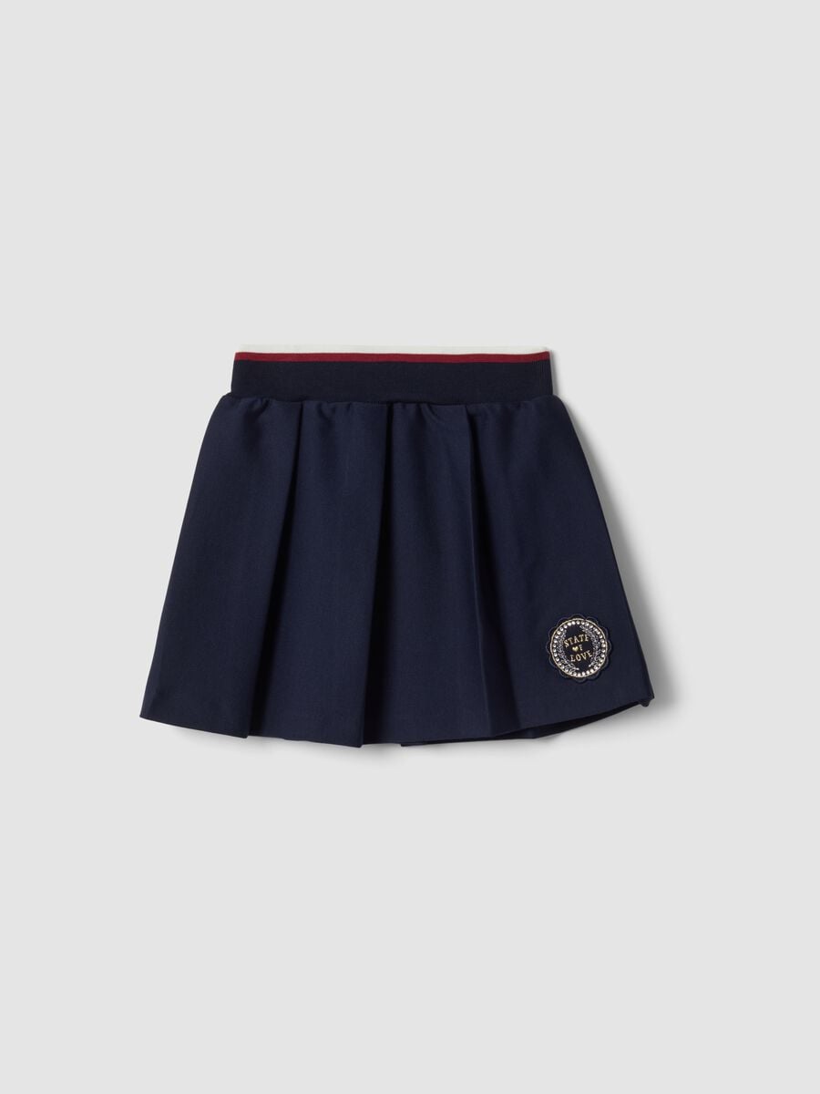 Blue stretch viscose skirt with elasticated waist for girls_0