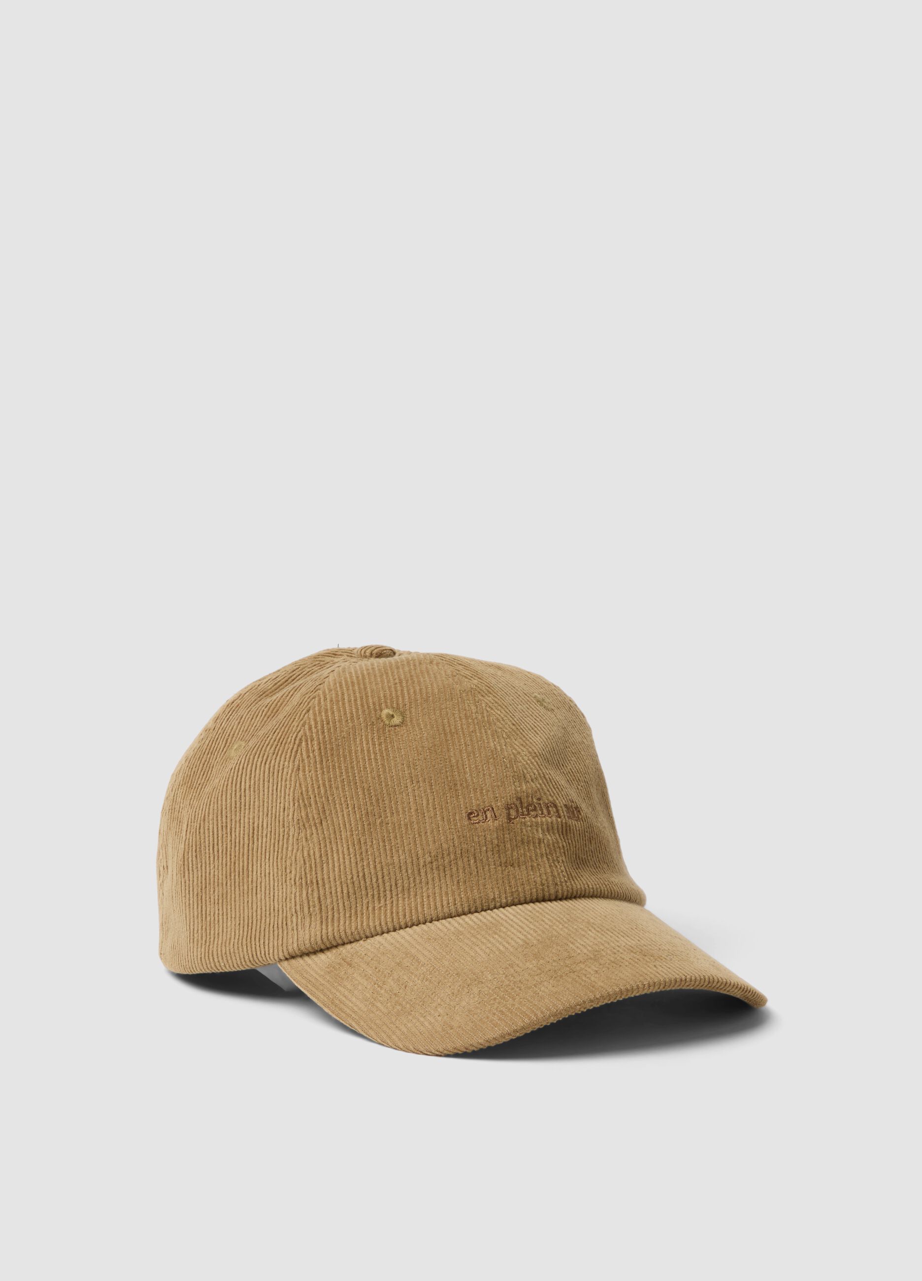 Beige pure cotton ribbed cap