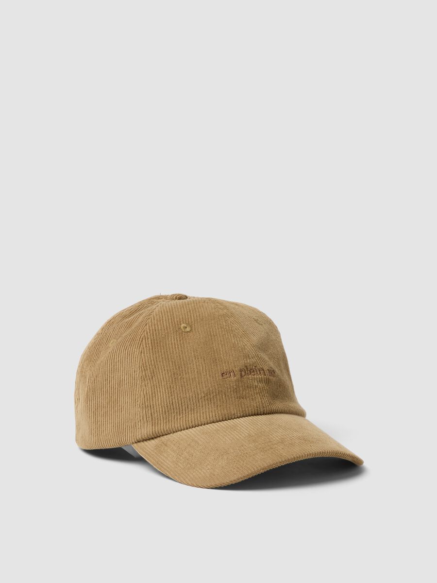 Beige pure cotton ribbed cap_0