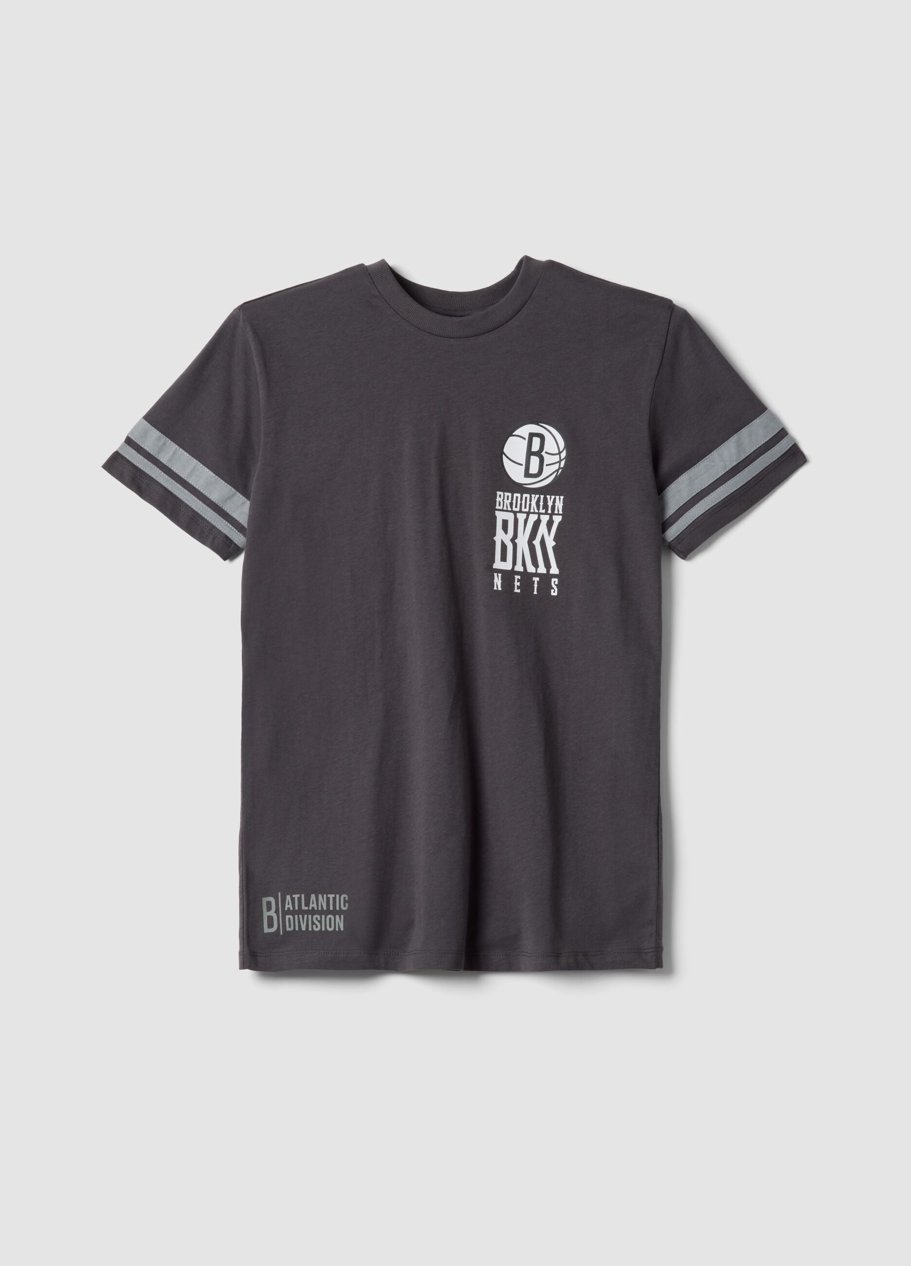 Boy's grey pure cotton t-shirt relaxed fit Brooklyn Nets