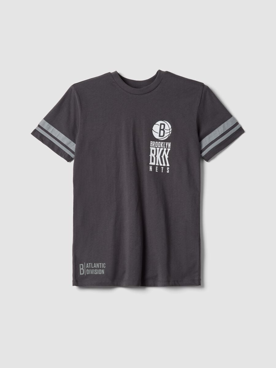 Boy's grey pure cotton t-shirt relaxed fit Brooklyn Nets_3