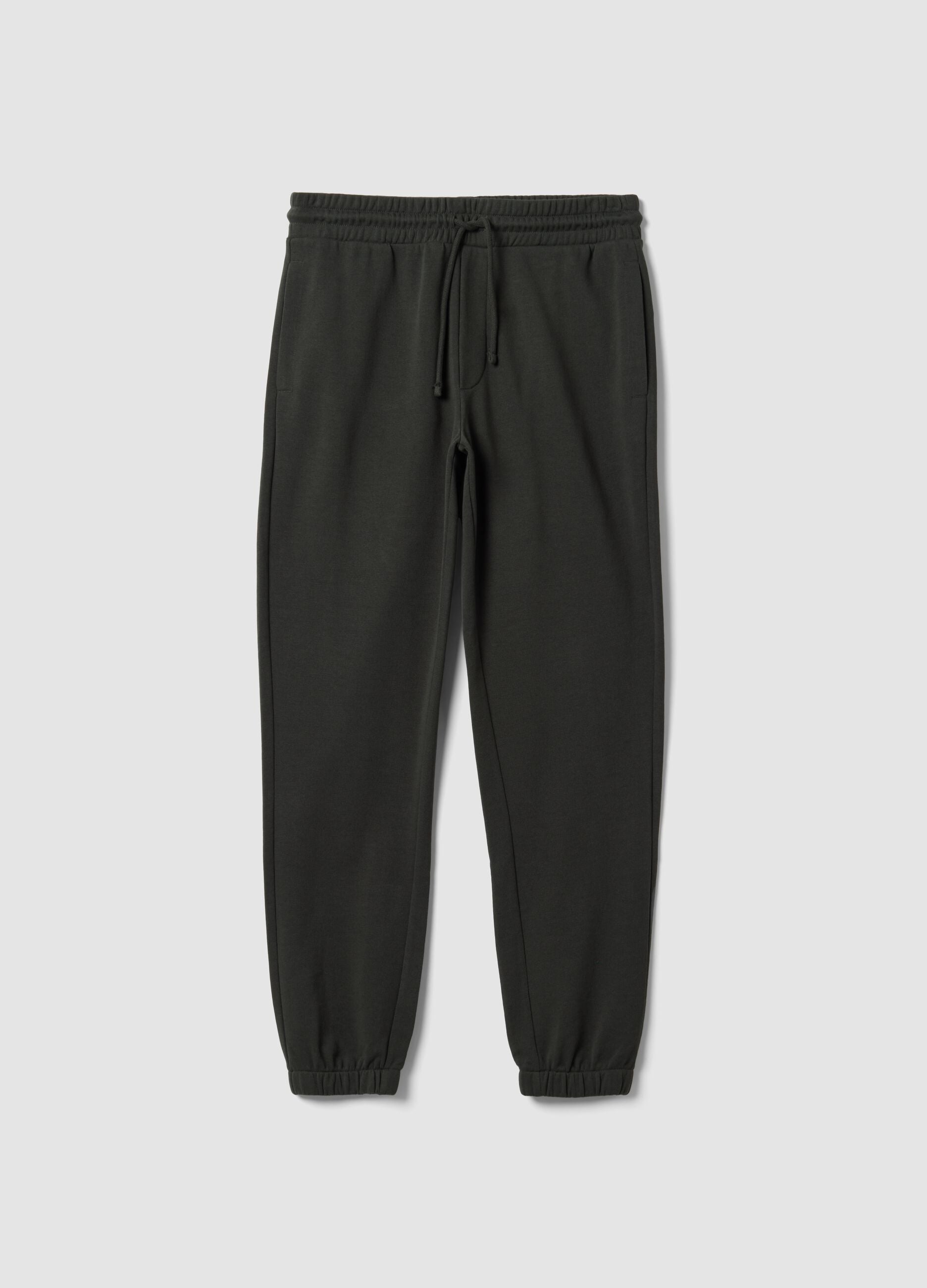 Dark grey cotton-blend jogger trousers, regular fit