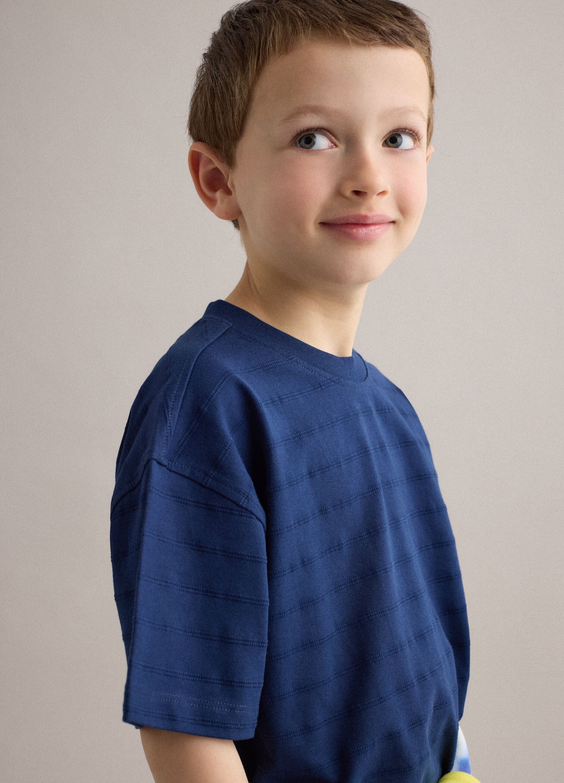 Children's Regular Fit Blue Pure Cotton T-shirt