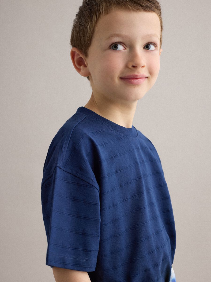 Children's Regular Fit Blue Pure Cotton T-shirt_2