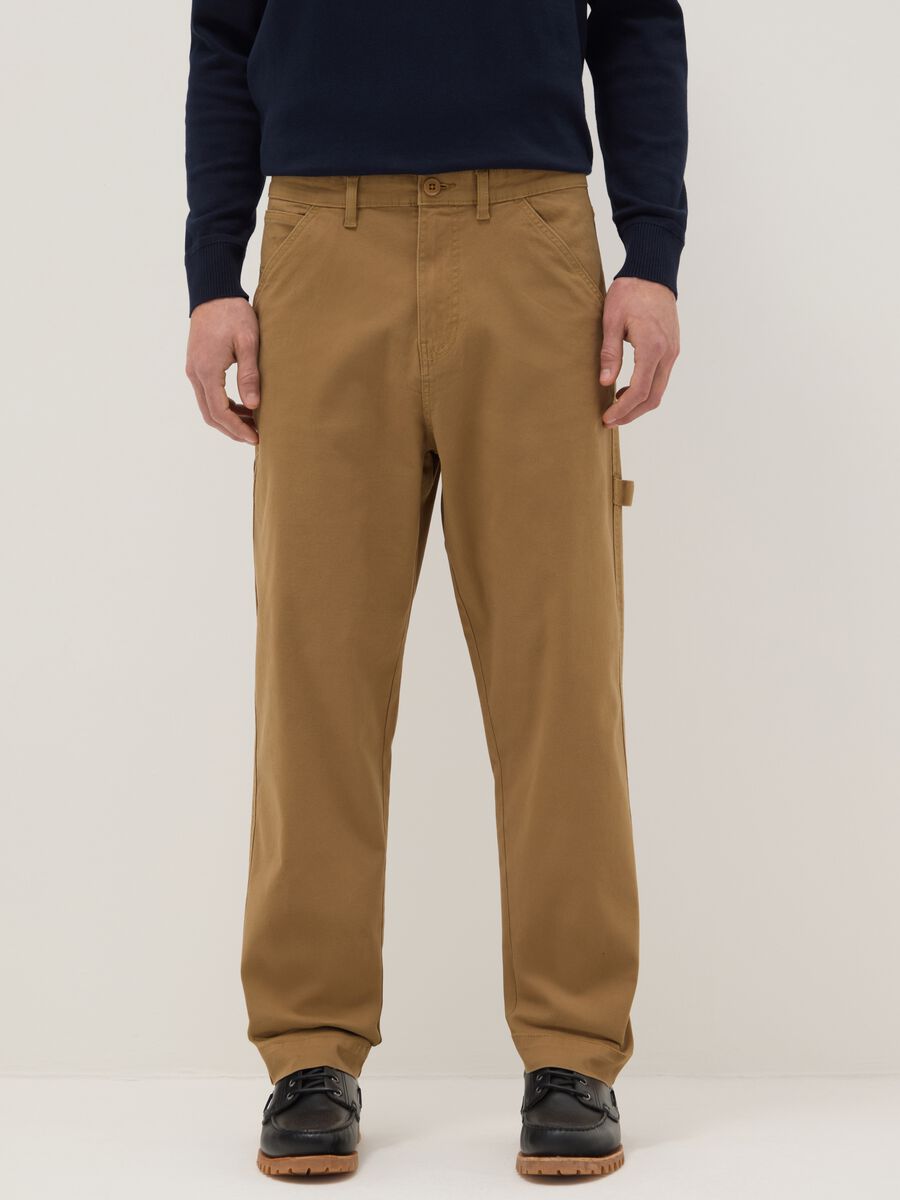 Slim Fit braune Chino-Hose aus elastischer Baumwolle_1
