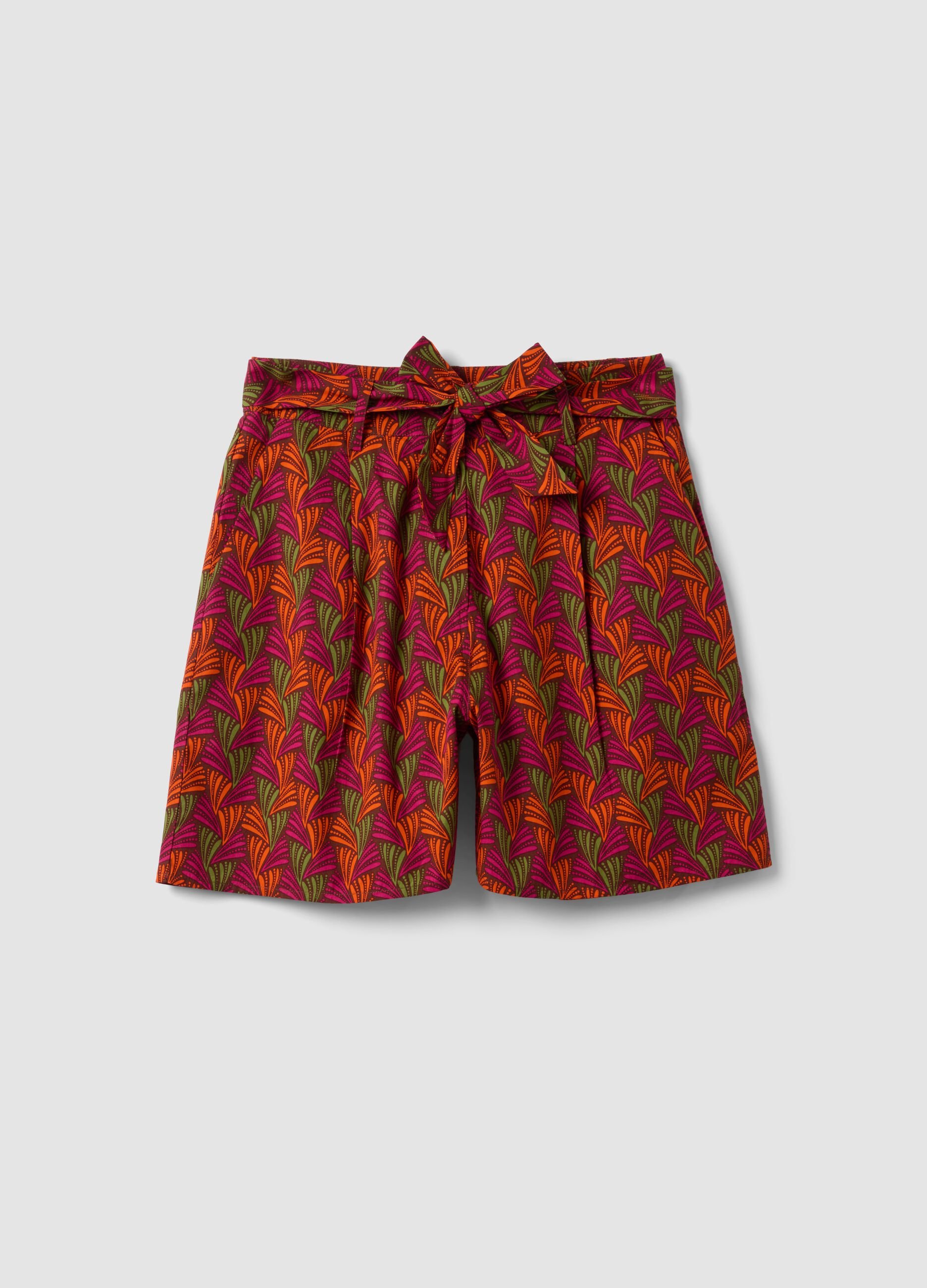 Rote Shorts aus reiner Baumwolle mit Print