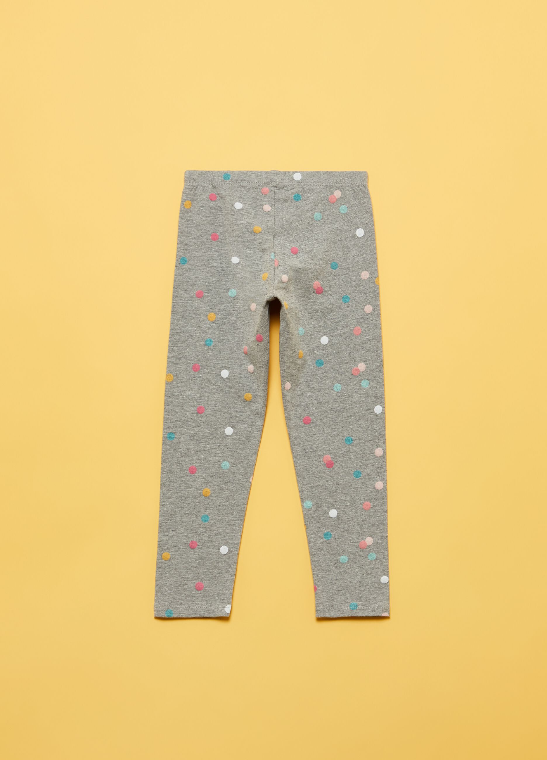 Cotton and viscose leggings with polka dot print